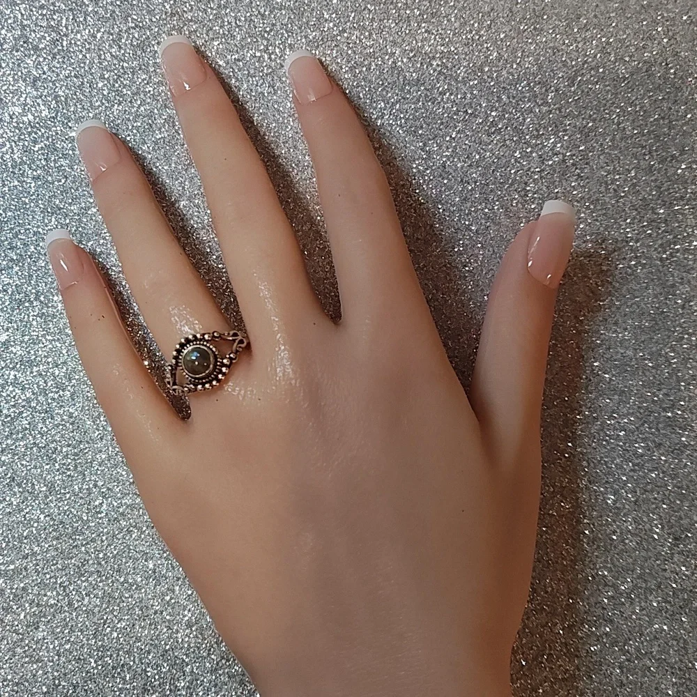Labradorite Gemstone Silver Plated Ring - Size 6 3/4 - Picture 6 of 7